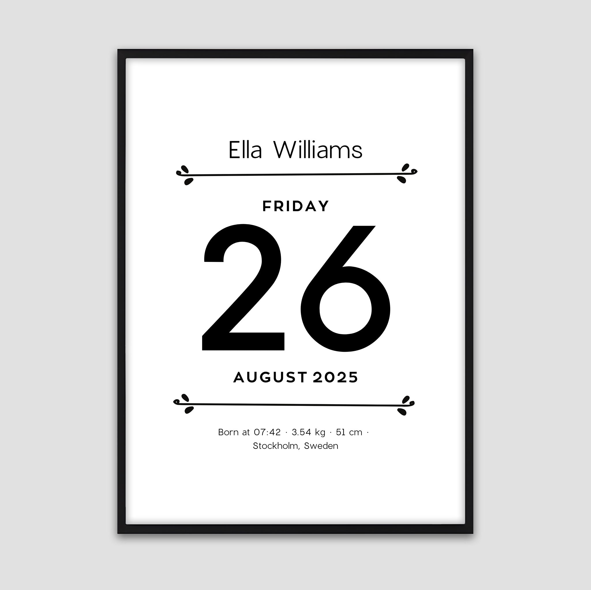 Elegant Birth Print - Personalized Poster